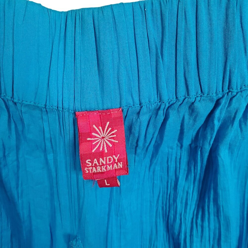 Sandy Starkman Size L Skirt Boho Maxi Full Beaded Godet Cotton Turquoise - Picture 5 of 11